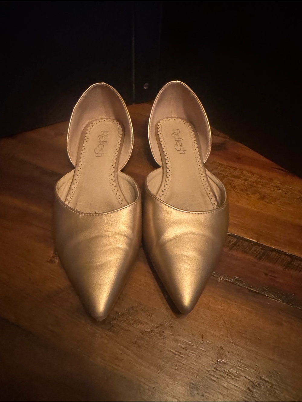 rebels Metallic Gold Pointed D'Orsay Flats